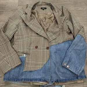 For Her NYC Plaid & Denim Duo Tone Jacket | Size L | 81739